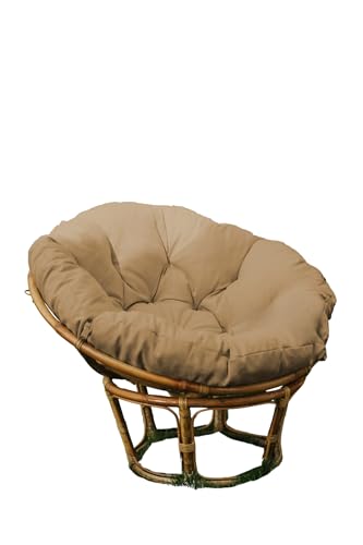 chilly pilley Papasan Papasansessel Rattansessel Auflage Sesselkissen Gartenkissen Sitzkissen Garten Kissen Gesteppt mit Schlaufen Rund (100cm, Cappuccino) von chilly pilley