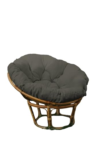 chilly pilley Papasan Papasansessel Rattansessel Auflage Sesselkissen Gartenkissen Sitzkissen Garten Kissen Gesteppt mit Schlaufen Rund (100cm, Grau) von Haus & Garten