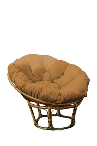 chilly pilley Papasan Papasansessel Rattansessel Auflage Sesselkissen Gartenkissen Sitzkissen Garten Kissen Gesteppt mit Schlaufen Rund (70cm, Camel) von Haus & Garten