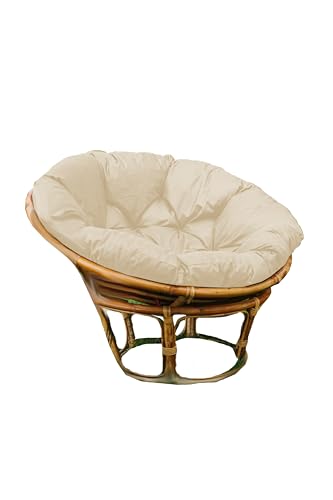 chilly pilley Papasan Wasserdicht Papasankissen Papasansessel Rattansessel Gartenkissen Papasanauflage Sitzkissen Garten Kissen Sesselkissen Schaukelkissen (130cm, Creme) von chilly pilley