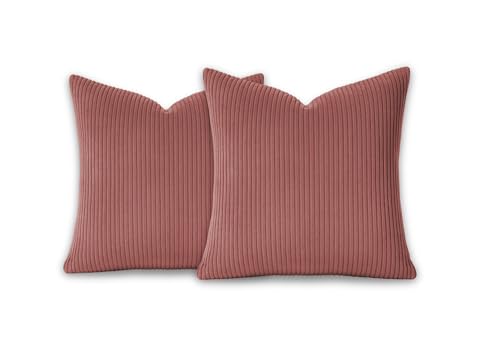 chilly pilley® 2er Set Kissenbezüge Cord – Weiche Dekokissenhüllen aus Cord – Zierkissenbezug mit Reißverschluss Dekokissenbezug für Sofa (Dunkelrosa, 40x40) von chilly pilley