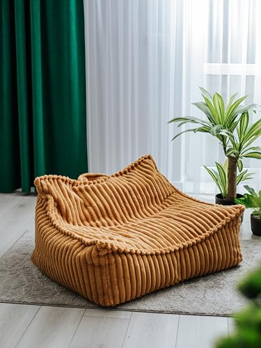chilly pilley® Cord Sitzsack Sessel Gaming Stuhl - Ergonomischer Bodensessel mit Rückenlehne, Weich und Formbar, Abnehmbarer Bezug - Wohnzimmer Kinderzimmer (Honig) von chilly pilley