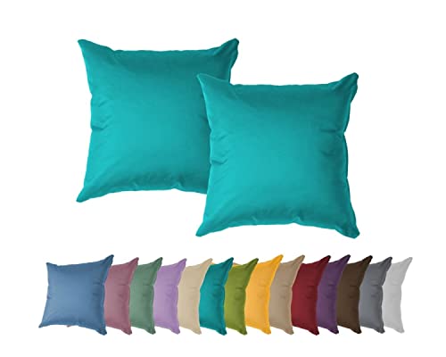 chilly pilley® Gartenkissen Wasserfest Dekokissen Set Sofakissen Rückenkissen Indoor-Outdoorkissen 2er Set 45x45 Türkis von chilly pilley