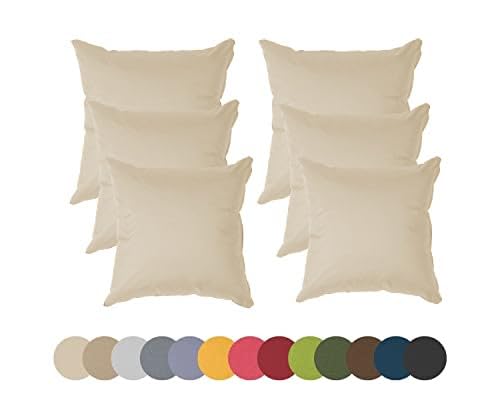 chilly pilley® Gartenkissen Wasserfest Dekokissen Set Sofakissen Rückenkissen Indoor-Outdoorkissen 6er Set 50x50 cremefarbig von chilly pilley