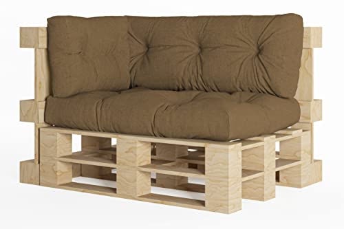 chilly pilley® Palettenauflage UV Wasserabweisend Leinenoptik Schaumflocken Palettenkissen auf Palettensofa Palettenpolster auf Palettenmöbel Rückenlehne Sitzkissen (3er Set Braun) von chilly pilley