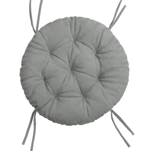 chilly pilley® Polster für Papasansessel Cord Rundkissen - Auflage Polster für Papasansessel -Sesselkissen Cordkissen Sitzkissen Gesteppt mit Schlaufen (110cm, Silber) von chilly pilley
