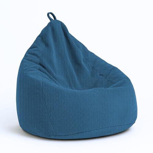 chilly pilley® Sitzsack aus Cord mit EPS-Füllung - Sitzkissen, Gamingkissen, viele Farben, 65x85 Dunkelblau von chilly pilley