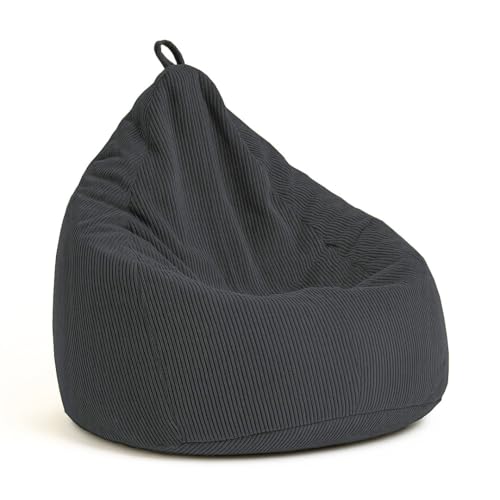 chilly pilley® Sitzsack aus Cord mit EPS-Füllung - Sitzkissen, Gamingkissen, viele Farben, 65x85 Schwarz von chilly pilley