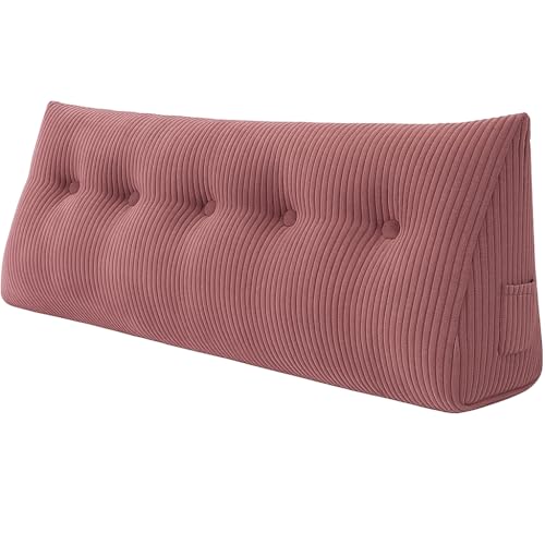 chilly pilley® Stützkissen Cord Rückenkissen Lesekissen Bettkissen Wandkissen Keilkissen Bettstützkissen viele Farben, 100x50x20 (Dunkelrosa) von chilly pilley