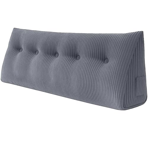 chilly pilley® Stützkissen Cord Rückenkissen Lesekissen Bettkissen Wandkissen Keilkissen Bettstützkissen viele Farben, 100x50x20 (Grau) von chilly pilley