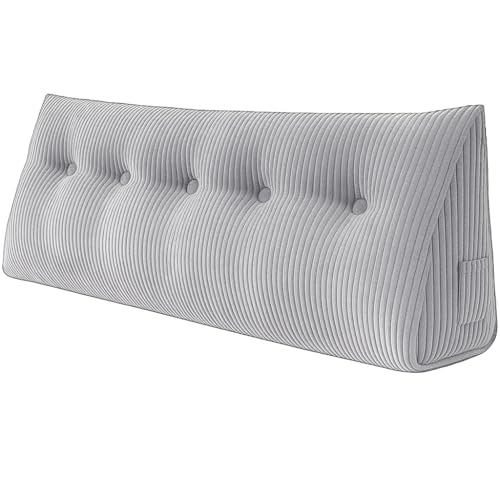 chilly pilley® Stützkissen Cord Rückenkissen Lesekissen Bettkissen Wandkissen Keilkissen Bettstützkissen viele Farben, 100x50x20 (Hellgrau) von chilly pilley