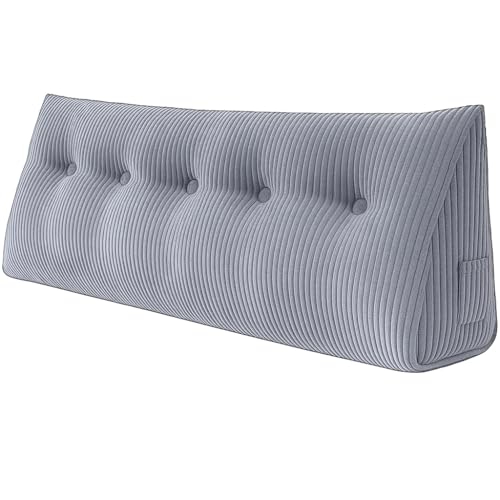 chilly pilley® Stützkissen Cord Rückenkissen Lesekissen Bettkissen Wandkissen Keilkissen Bettstützkissen viele Farben, 120x50x20 (Silber) von chilly pilley