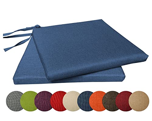 chilly pilley 2X Gartenkissen Stuhlkissen Set Gartenstühle Stuhlauflage Sitzkissen Sitzpolster Auflage Gartensitzkissen Garten Kissen (2er Set, Blau) von chilly pilley