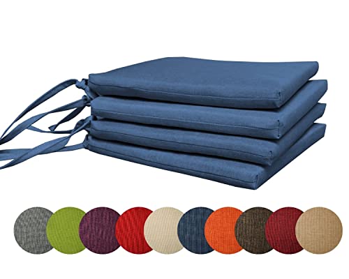 chilly pilley 4X Gartenkissen Stuhlkissen Set Gartenstühle Stuhlauflage Sitzkissen Sitzpolster Auflage Gartensitzkissen Garten Kissen (4er Set, Blau) von chilly pilley