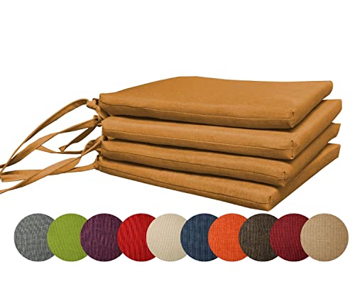 chilly pilley 4X Gartenkissen Stuhlkissen Set Gartenstühle Stuhlauflage Sitzkissen Sitzpolster Auflage Gartensitzkissen Garten Kissen (4er Set, Camel) von chilly pilley