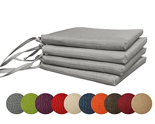 chilly pilley 4X Gartenkissen Stuhlkissen Set Gartenstühle Stuhlauflage Sitzkissen Sitzpolster Auflage Gartensitzkissen Garten Kissen (4er Set, Silber) von chilly pilley