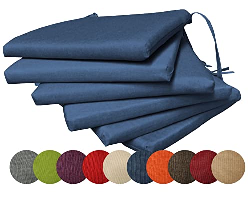 chilly pilley 6X Gartenkissen Stuhlkissen Set Gartenstühle Stuhlauflage Sitzkissen Sitzpolster Auflage Gartensitzkissen Garten Kissen (6er Set, Blau) von chilly pilley