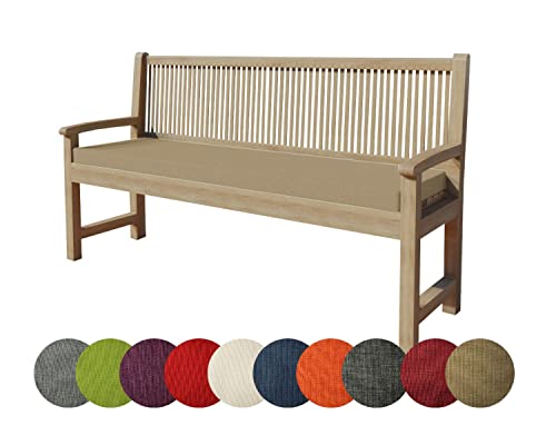 chilly pilley Bankkissen Bankauflage Polsterauflage Reißverschluss mit Schlaufen Kissen für Gartenbank Gartenbankauflage für Gartenmöbel Sitzkissen & Rückenkissen Outdoor (100 x 40 x 5 cm, Beige) von chilly pilley