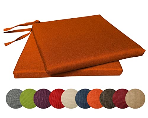 chilly pilley Gartenkissen Stuhlkissen Set Gartenstühle Stuhlauflage Sitzkissen Sitzpolster Auflage Gartensitzkissen Garten Kissen (Set: 2 Kissen, Orange) von chilly pilley