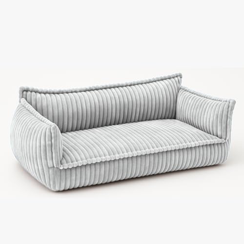 chilly pilley Kinder-Sofa aus Cord, Gemütliche Kindercouch mit Rippenmuster (Hellgrau) von chilly pilley