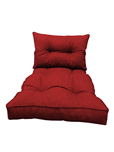 chilly pilley Loungekissen Rattansessel Auflagen Rattanpolster Rattan Lounge Set Gesteppt Sitzkissen Kissen Rückenlehne mit Keder Loungekissen (Set: 1x Sitzkissen 80x60x10, Rückenlehne 60x40, Rot) von chilly pilley