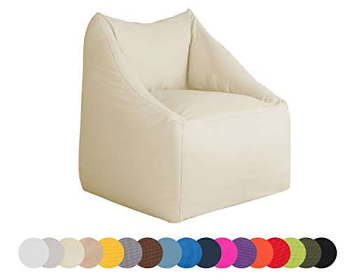 chilly pilley mini Sitzsack wasserdicht Sitzkissen Bodenkissen Sessel Gartenkissen mit Rückenlehne Sitz (Cremefarbig) von chilly pilley