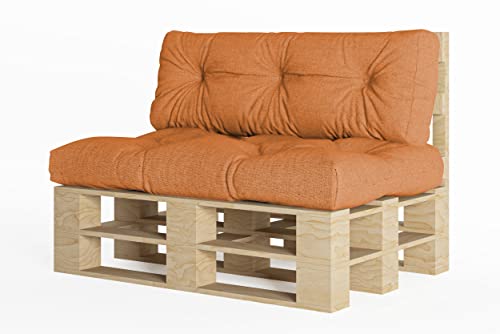 chilly pilley Palettenauflage Schaumflocken palettenkissen Palettenpolster Palettenmöbel Palettensofa Rückenlehne Sitzkissen Seitenkissen Set (2er Set Orange) von chilly pilley