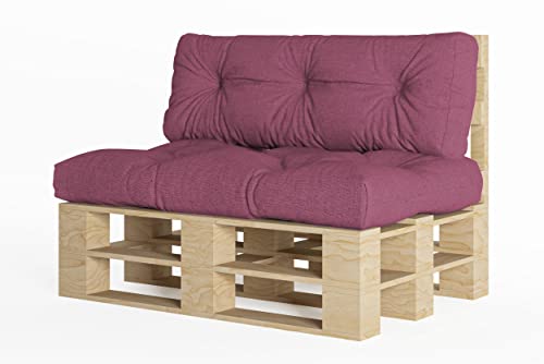 chilly pilley Palettenauflage Schaumflocken palettenkissen Palettenpolster Palettenmöbel Palettensofa Rückenlehne Sitzkissen Seitenkissen Set (2er Set Violett) von chilly pilley