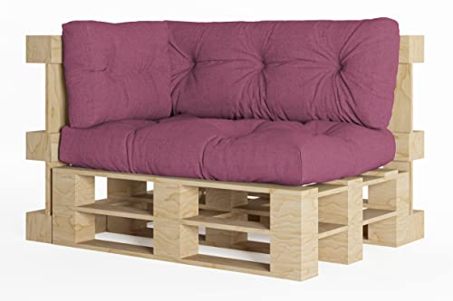 chilly pilley Palettenauflage Schaumflocken palettenkissen Palettenpolster Palettenmöbel Palettensofa Rückenlehne Sitzkissen Seitenkissen Set (3er Set Violett) von chilly pilley