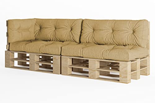 chilly pilley Palettenauflage Schaumflocken palettenkissen Palettenpolster Palettenmöbel Palettensofa Rückenlehne Sitzkissen Seitenkissen Set (5er Set Beige) von chilly pilley