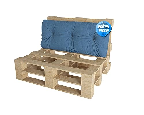 chilly pilley Palettenauflage Wasserfest Palettenkissen Wasserabwisend Schaumflocken Palettenpolster Rückenlehne Sitzkissen Seitenkissen viele Größen und Farben (Rückenkissen 120x40, Blau) von chilly pilley