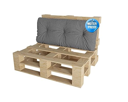 chilly pilley Palettenauflage Wasserfest Palettenkissen Wasserabwisend Schaumflocken Palettenpolster Rückenlehne Sitzkissen Seitenkissen viele Größen und Farben (Rückenkissen 120x40, Grau) von chilly pilley