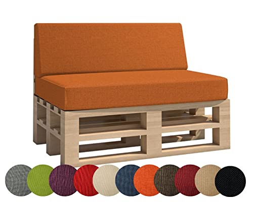 chilly pilley Palettenkissen Gartenkissen Palettenauflage Palettenpolster Indoor Outdoor Waschbar Abnehmbar Sitzkissen Rückenkissen (2er Set, Orange) von chilly pilley