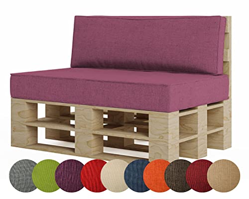 chilly pilley Palettenkissen Palettenauflage Palettenpolster Sitzkissen Rückenlehne Kaltschaum Schaumflocken Füllung viele Größen und Farben (2er Set, Dunkelrot) von chilly pilley