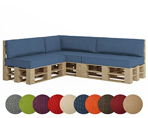 chilly pilley Palettenkissen Palettenauflage Palettenpolster Sitzkissen Rückenlehne Kaltschaum Schaumflocken Füllung viele Größen und Farben (7er Set, Dunkelblau) von chilly pilley