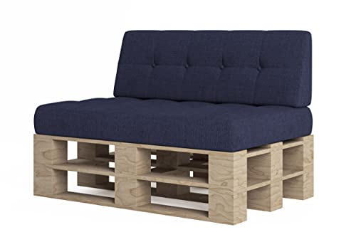 chilly pilley Palettenkissen Palettenauflage Schräg Geschnitten Gesteppt Palettenpolster Gartenkissen Garten Kissen Indoor Outdoorkissen Farben und Größen (2er Set, Blau) von chilly pilley