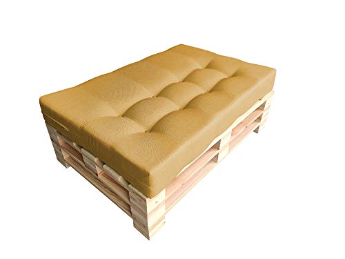 chilly pilley Palettenkissen Palettenauflage Schräg Geschnitten Gesteppt Palettenpolster Gartenkissen Garten Kissen Indoor Outdoorkissen Farben und Größen (Sitzkissen 120x80x15, Camel) von chilly pilley
