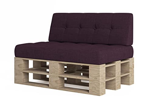 chilly pilley Palettenkissen Palettenauflage Schräg Geschnitten Gesteppt Palettenpolster Gartenkissen Garten Kissen Indoor Outdoorkissen Farben und Größen (Violett, 2er Set) von chilly pilley