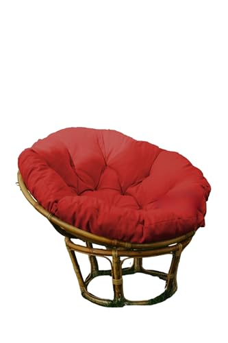 chilly pilley Papasan Papasansessel Rattansessel Auflage Sesselkissen Gartenkissen Sitzkissen Garten Kissen Gesteppt mit Schlaufen Rund (40cm, Rot) von chilly pilley