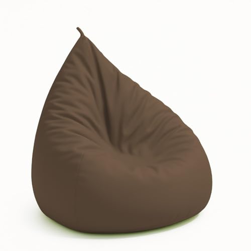 chilly pilley Sitzsack Beanbag Indoor Outdoor Kunstleder Sitzkissen Gartenkissen Bodenkissen für Kinder und Erwachsene Relax Sessel viele Farben und Größen zur Auswahl (85x125. Braun) von chilly pilley