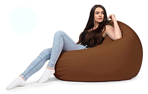 chilly pilley Sitzsack Beanbag Sessel mit EPS Perlen Füllung Riesensitzsack Sitzsäcke Indoor & Outdoor wasserfest multifunktional für Kinder und Erwachsene viele Farben (Braun, Ø 100 cm) von chilly pilley