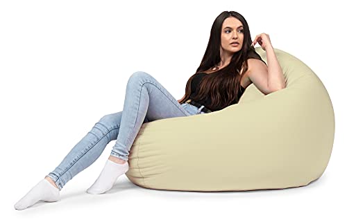 chilly pilley Sitzsack Beanbag Sessel mit EPS Perlen Füllung Riesensitzsack Sitzsäcke Indoor & Outdoor wasserfest multifunktional für Kinder und Erwachsene viele Farben (Cremefarben, Ø 100 cm) von chilly pilley