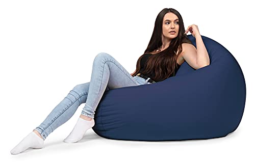 chilly pilley Sitzsack Beanbag Sessel mit EPS Perlen Füllung Riesensitzsack Sitzsäcke Indoor & Outdoor wasserfest multifunktional für Kinder und Erwachsene viele Farben (Dunkelblau, Ø 100 cm) von chilly pilley