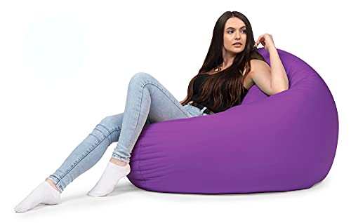 chilly pilley Sitzsack Beanbag Sessel mit EPS Perlen Füllung Riesensitzsack Sitzsäcke Indoor & Outdoor wasserfest multifunktional für Kinder und Erwachsene viele Farben (Violett, Ø 145 cm) von chilly pilley