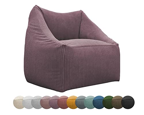 chilly pilley Sitzsack Cord Mini Sitzkissen EPS-Perlen Füllung Bodenkissen Sessel Gartenkissen mit Rückenlehne Sitz(Lila) von chilly pilley