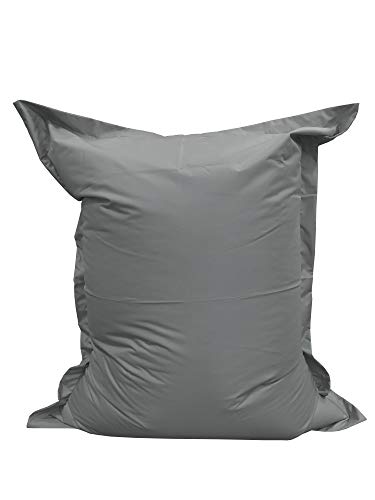 chilly pilley Sitzsack L XL XXL Bodenkissen Beanbag Styropor Füllung Riesensitzsack Sitzkissen Gartenkissen zum Liegen und Sitzen Wasserdicht Wasserabweisend (100x155, Grau) von chilly pilley