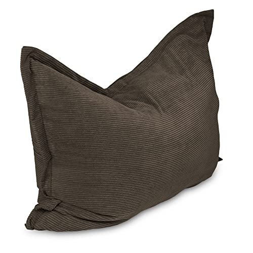 chilly pilley Sitzsack L XL XXL Cordstoff Bodenkissen Beanbag Styropor Füllung Riesensitzsack Cord-Material Sitzkissen Gartenkissen zum Liegen und Sitzen Cord 100x155 Braun von chilly pilley