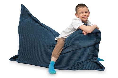 chilly pilley Sitzsack L XL XXL Cordstoff Bodenkissen Beanbag Styropor Füllung Riesensitzsack Cord-Material Sitzkissen Gartenkissen zum Liegen und Sitzen Cord 100x70 Dunkelblau chilly pilley Sitzsack L XL XXL Cordstoff Bodenkissen Beanbag Styropor Füllung Riesensitzsack Cord-Material Sitzkissen Gartenkissen zum Liegen und Sitzen Cord 100x70 Dunkelblau von chilly pilley