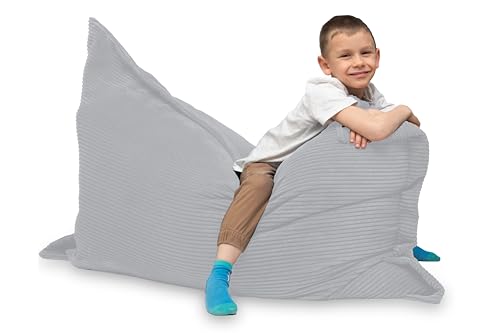 chilly pilley Sitzsack L XL XXL Cordstoff Bodenkissen Beanbag Styropor Füllung Riesensitzsack Cord-Material Sitzkissen Gartenkissen zum Liegen und Sitzen Cord 180x140 Silber chilly pilley Sitzsack L XL XXL Cordstoff Bodenkissen Beanbag Styropor Füllung Riesensitzsack Cord-Material Sitzkissen Gartenkissen zum Liegen und Sitzen Cord 180x140 Silber von chilly pilley