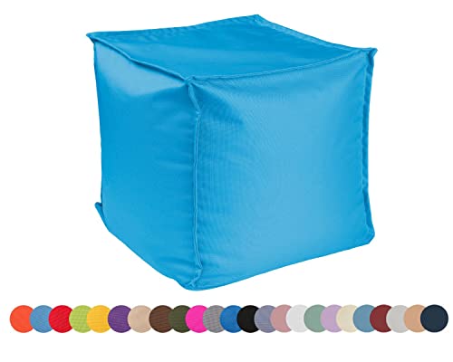 chilly pilley Sitzsack Sitzhocker mit EPS-Perlen Füllung 40x40x40cm Fußhocker Sitz-Pouf für Kinder und Erwachsene (Blau) von chilly pilley